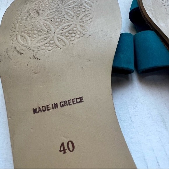 Yasemi Turquoise Teal Slip On Slide Flat H-Band Sandal Shoes Women’s EU 40 US 9 - Picture 13 of 15